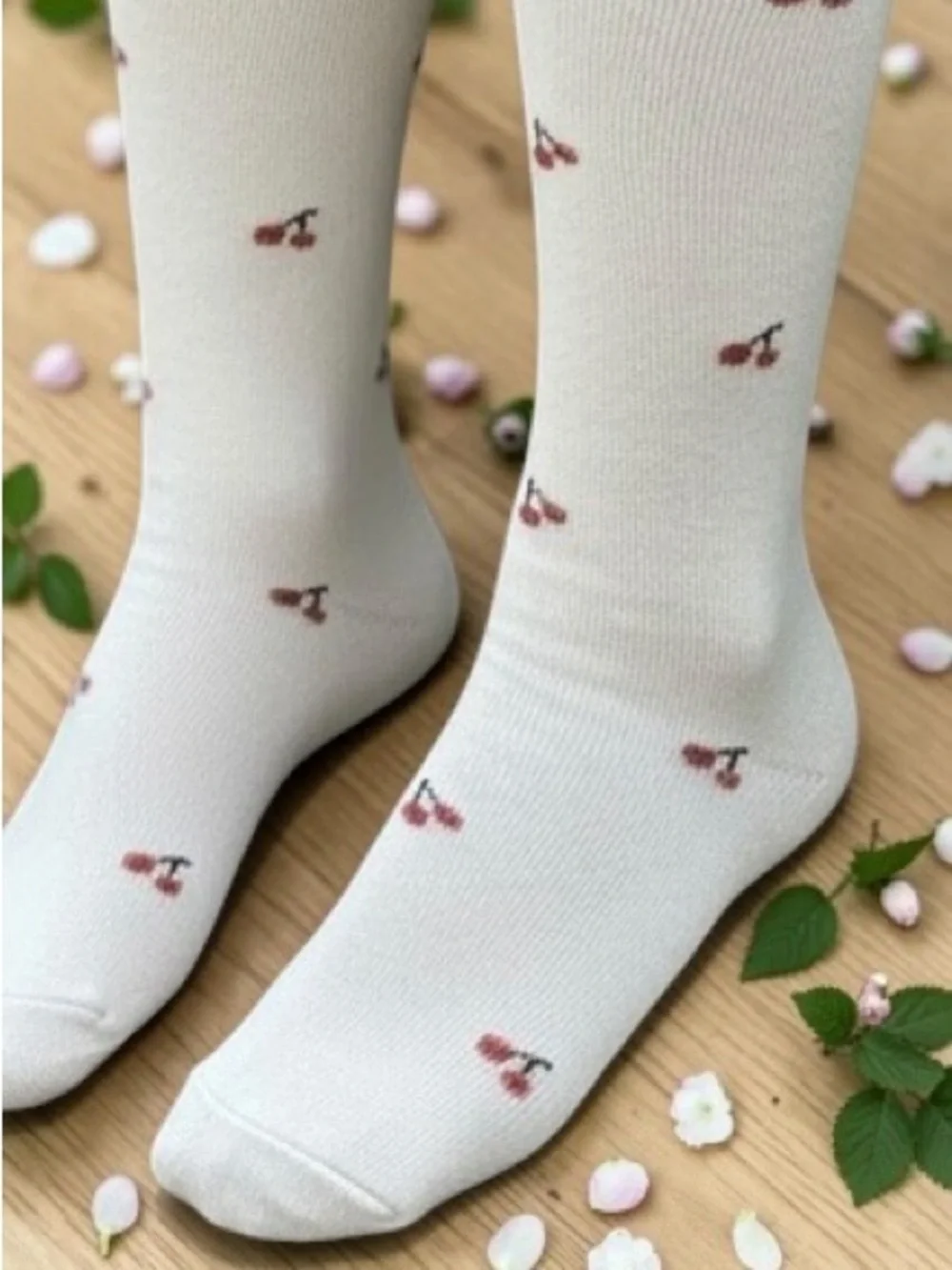 Cute Cherry Pattern Kids Socks - soft cream - Picture 12 of 12